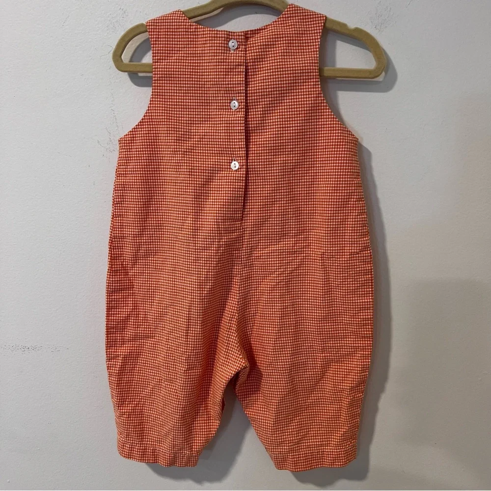 Orange Gingham Pumpkin Truck Overalls